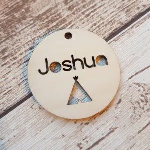 Plywood Circular Name Tag with Shape
