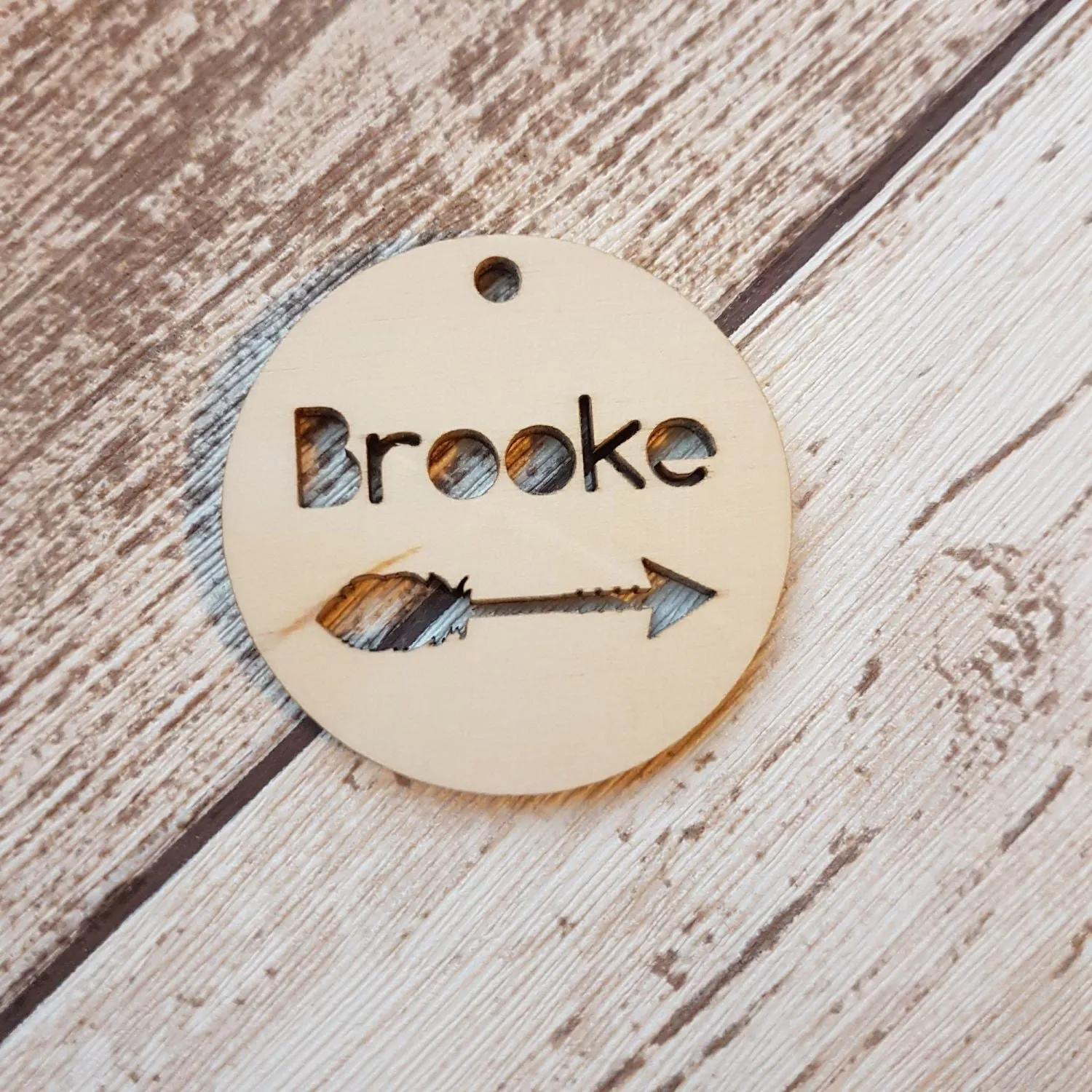 Plywood Circular Name Tag with Shape