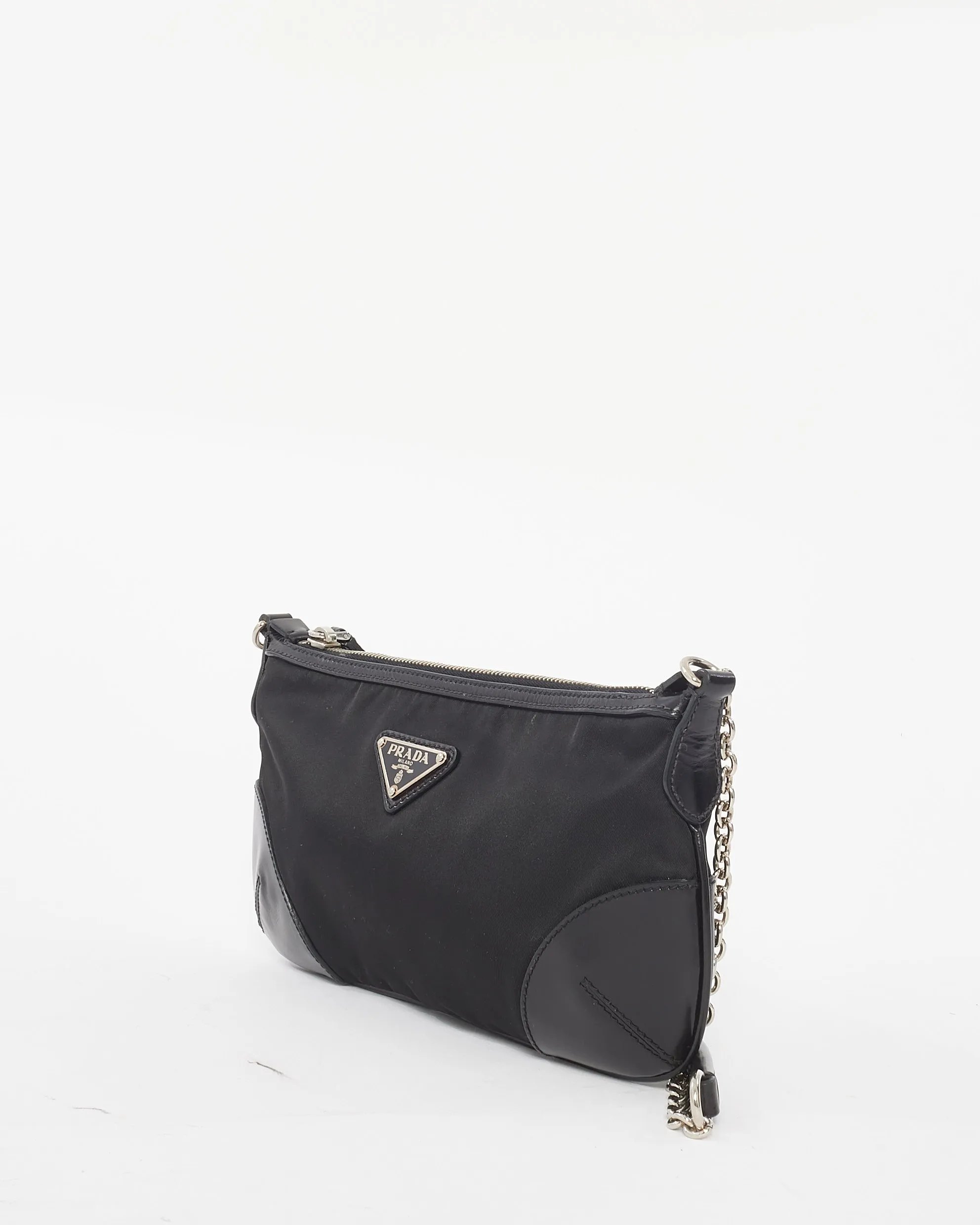 Prada Black Nylon & Leather Chain Mini Shoulder Bag