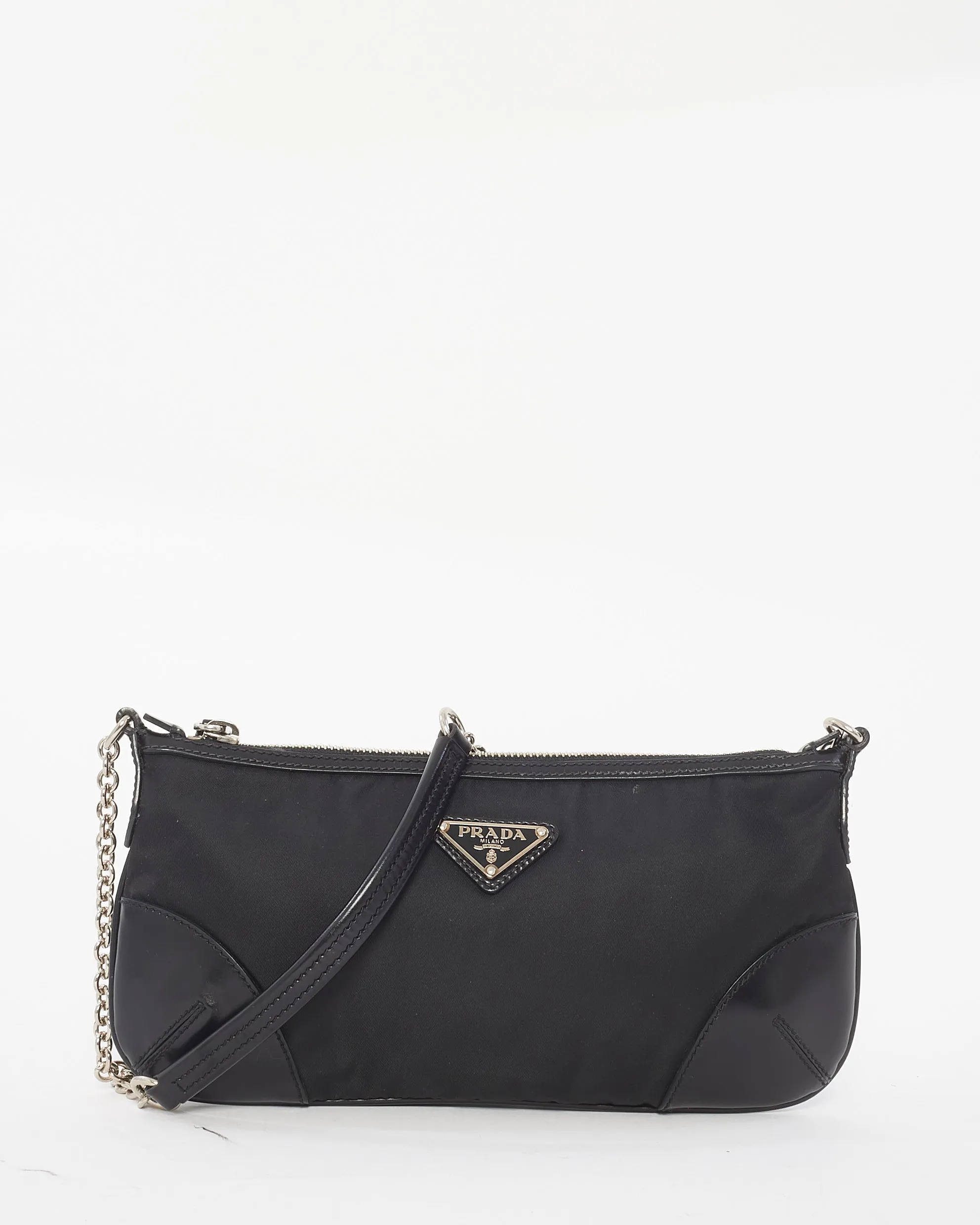 Prada Black Nylon & Leather Chain Mini Shoulder Bag
