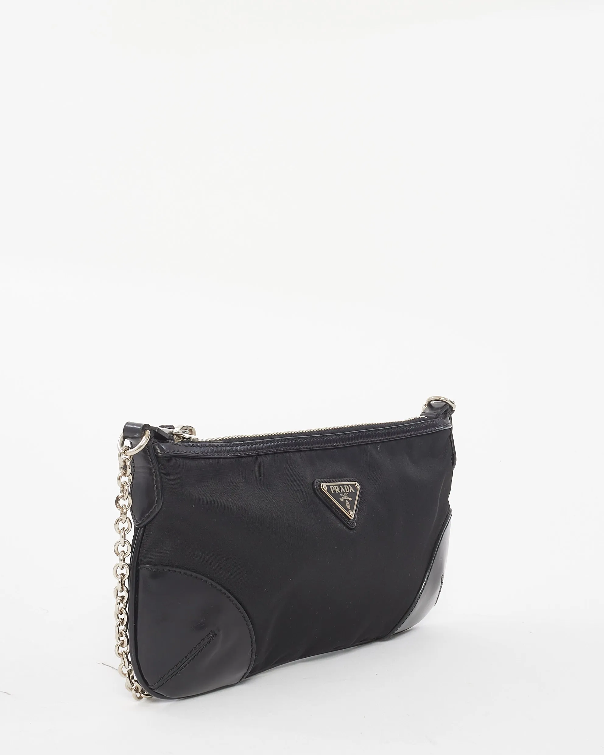 Prada Black Nylon & Leather Chain Mini Shoulder Bag
