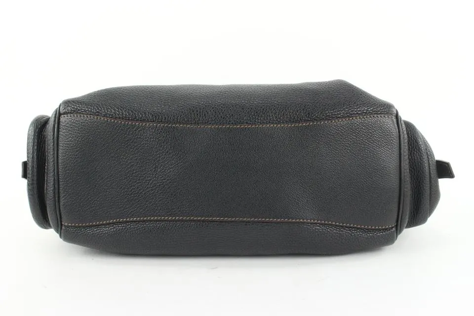 Prada Dark Brown Leather Belt Buckle Tote Bag 455pr62