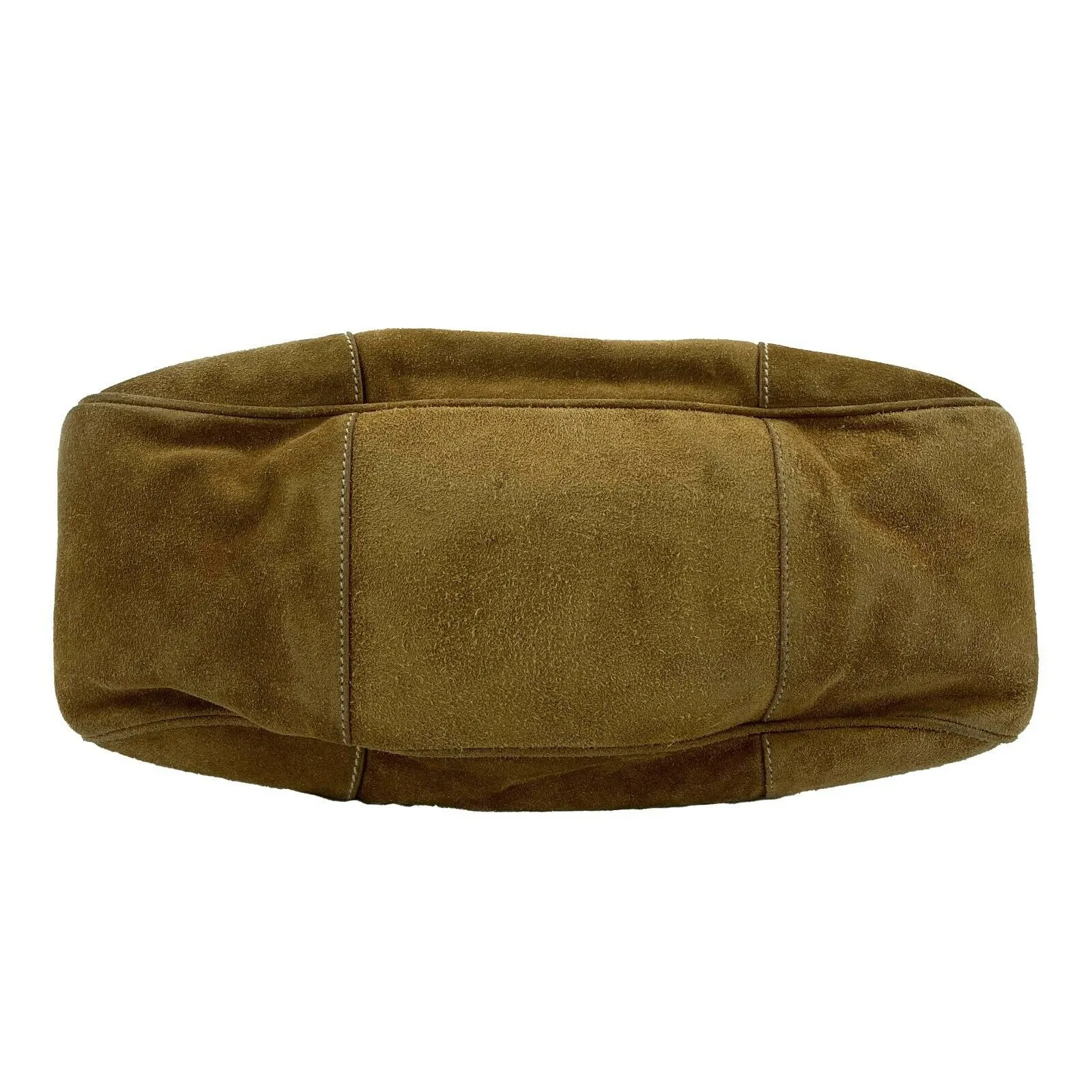 Prada - Large Camel / Silver Suede Belt Shoulder Bag / Buckle Closure