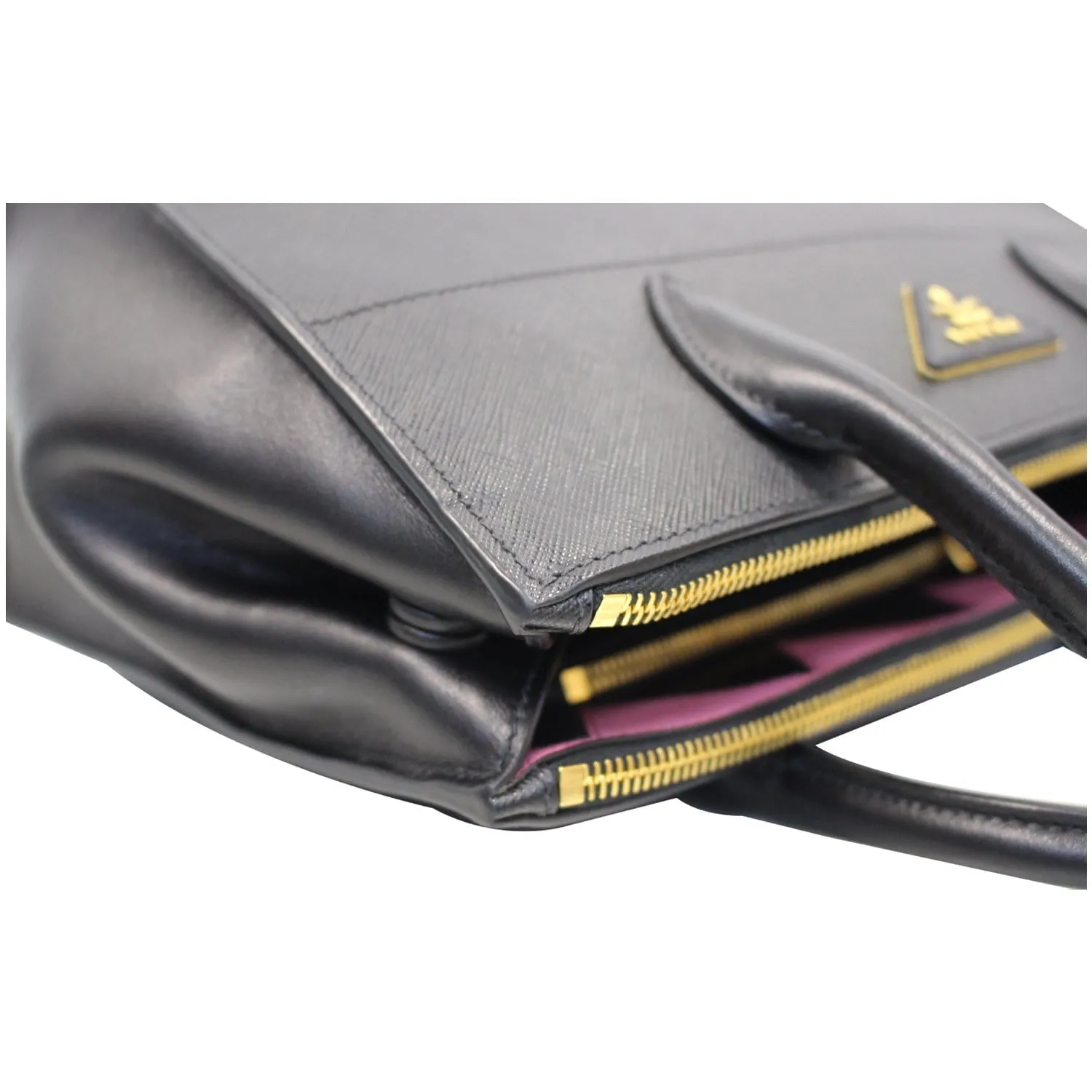 PRADA Paradigme Saffiano Leather Tote Shoulder Bag Black