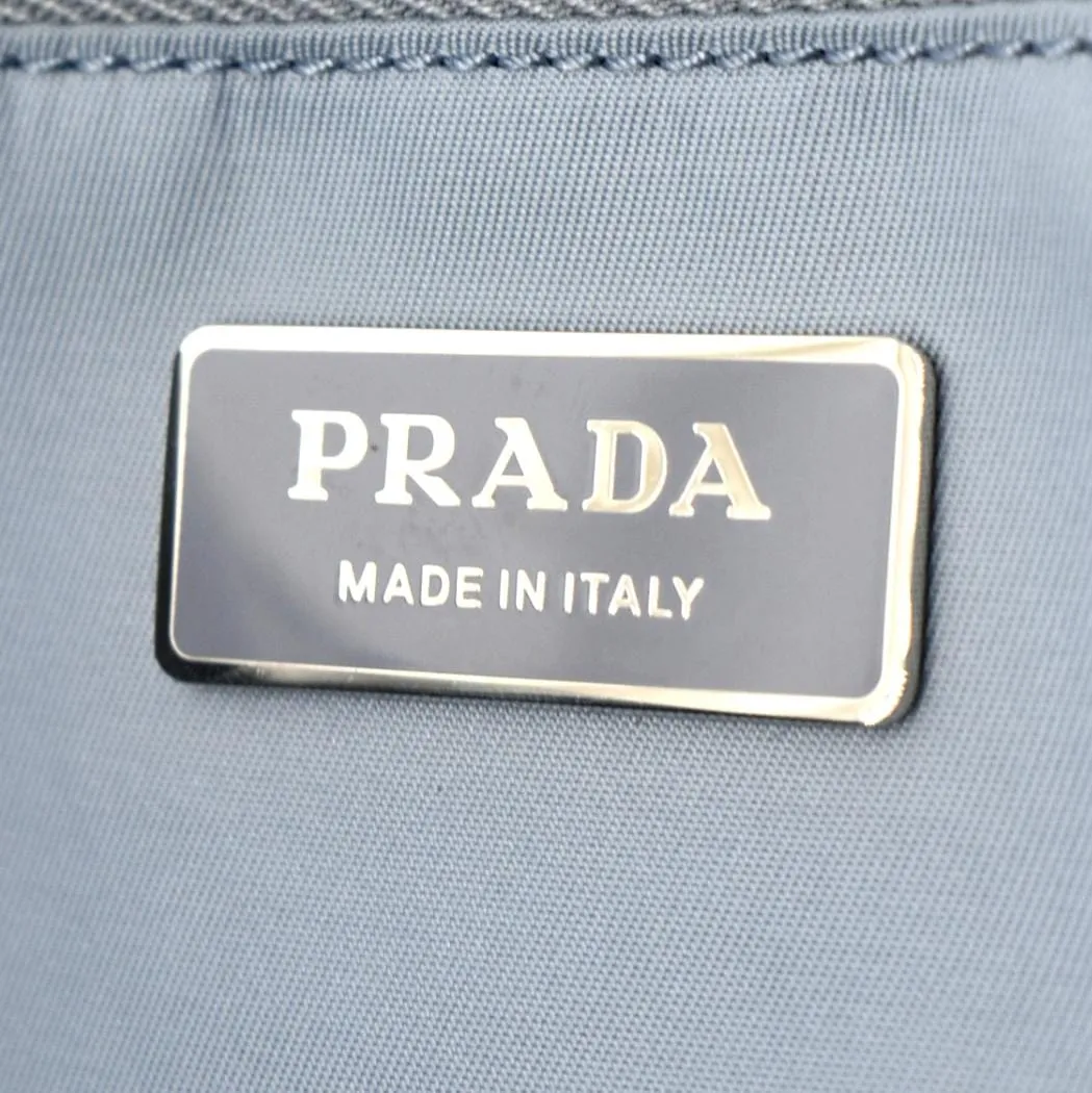 PRADA Tessuto Studded Etiquette Nylon Shoulder Bag Olive Green