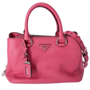 PRADA Triangle Logo Triple Compartment Satchel Handbag BN2853 Pink Leather