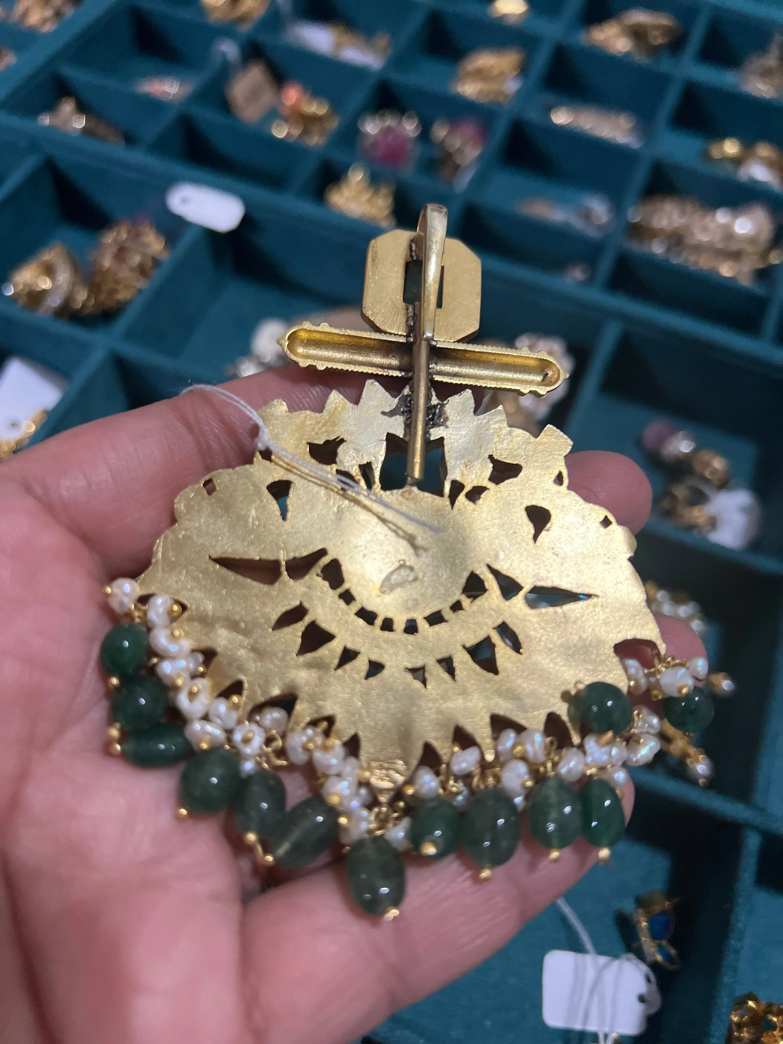 Pure 925 Silver Jadau Kundan Pendant