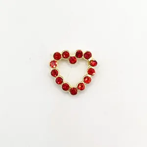 Queen - Nail Charms 10pc - #147 Gold Hearts with Red Crystals