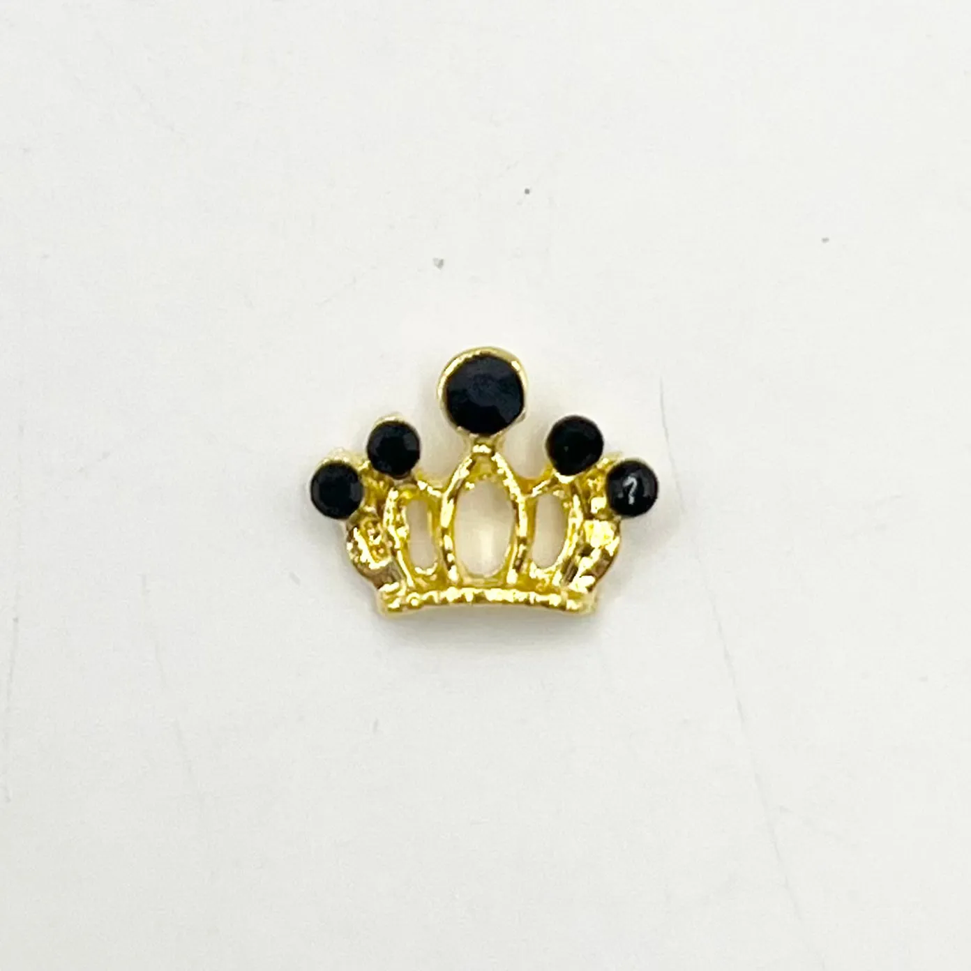 Queen - Nail Charms 10pc - #165 Gold Tiaras with Black Stones