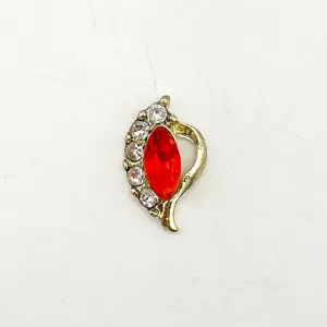 Queen - Nail Charms 10pc - #182 Gold Red Leafs with Crystals