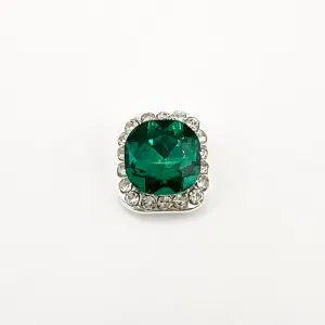 Queen - Nail Charms 10pc - #195 Silver Green Gems with Crystals