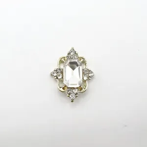 Queen - Nail Charms 10pc - #231 Gold Square Gems with Arrow Crystals
