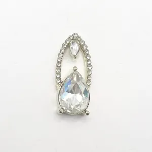 Queen - Nail Charms 10pc - #416 Gold White Gem Fingernail Charms with Crystals Outline