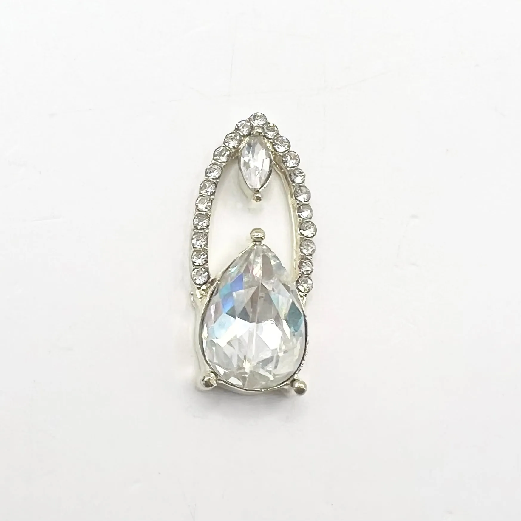 Queen - Nail Charms 10pc - #416 Gold White Gem Fingernail Charms with Crystals Outline
