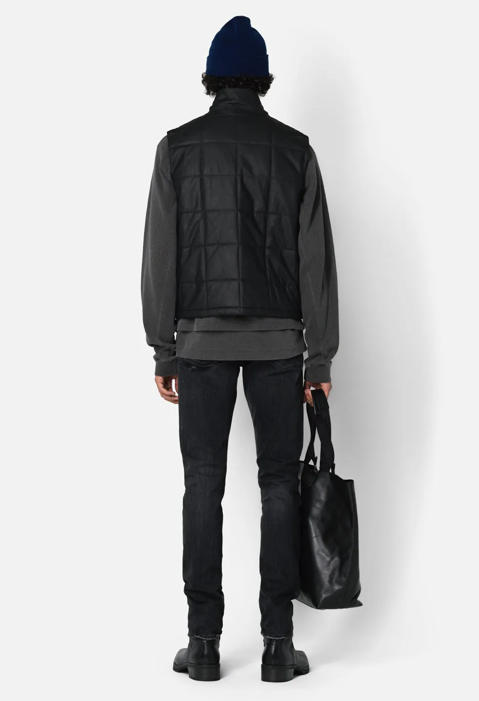 Quilted Leather Vest / Black