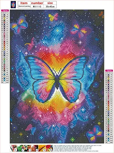Rainbow Butterfly Starry Night Time Sky DIY 5D Diamond Painting  Cross Stitch Full Round Diamond Embroidery Kits Home Decor 12 x 16 Inch