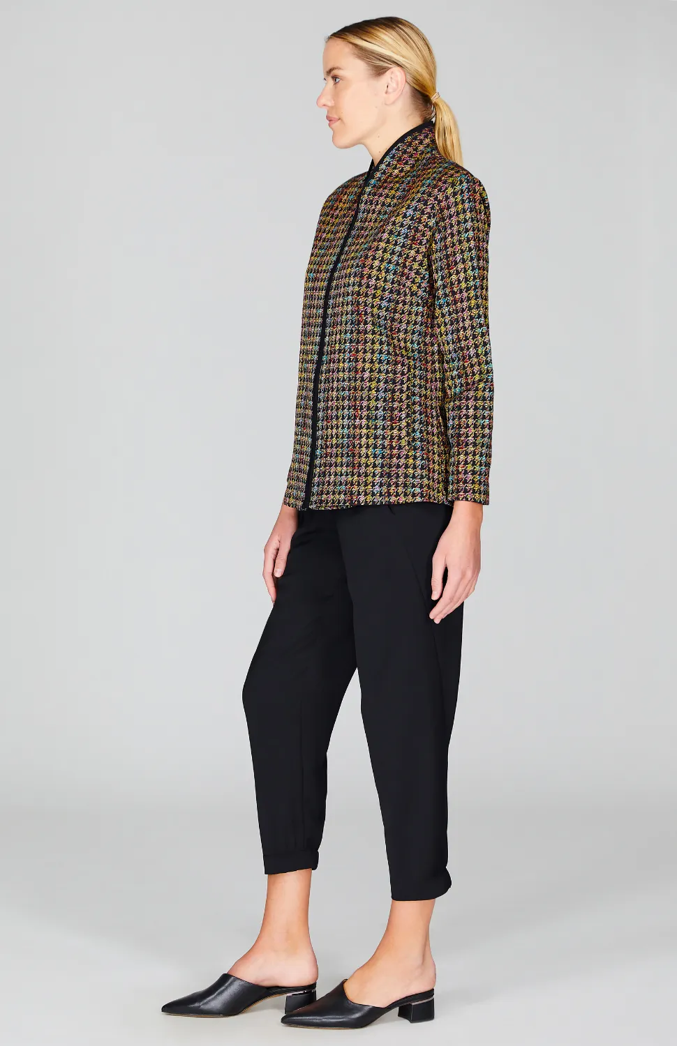 Rainbow Houndstooth Zip Front Jacket