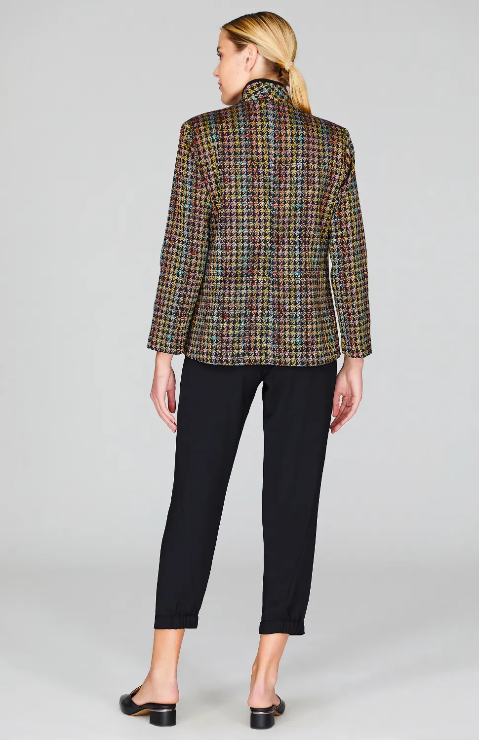 Rainbow Houndstooth Zip Front Jacket