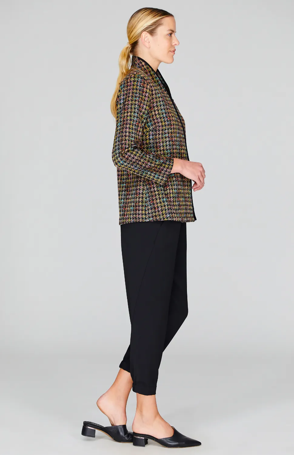 Rainbow Houndstooth Zip Front Jacket