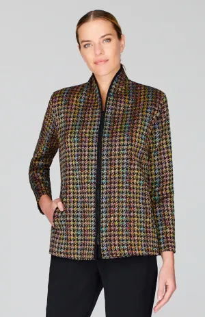 Rainbow Houndstooth Zip Front Jacket