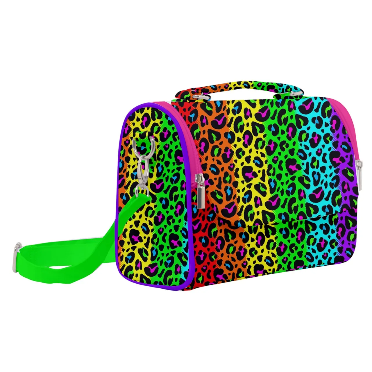 Rainbow Leopard Print Satchel Shoulder Bag