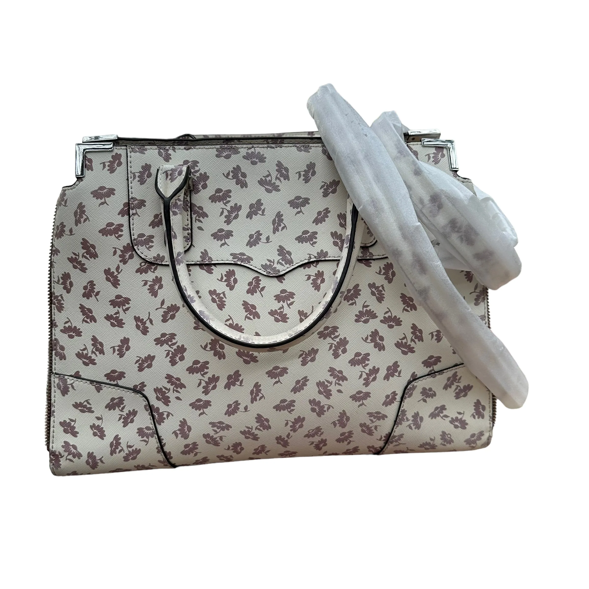 REBECCA MINKOFF WHITE FLORAL SATCHEL W SHOULDER STRAP - 100