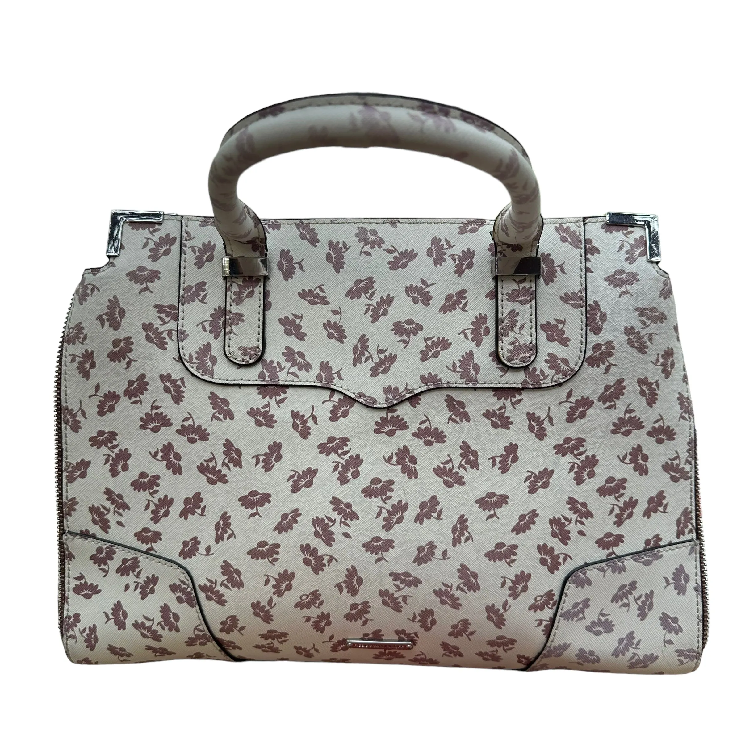 REBECCA MINKOFF WHITE FLORAL SATCHEL W SHOULDER STRAP - 100