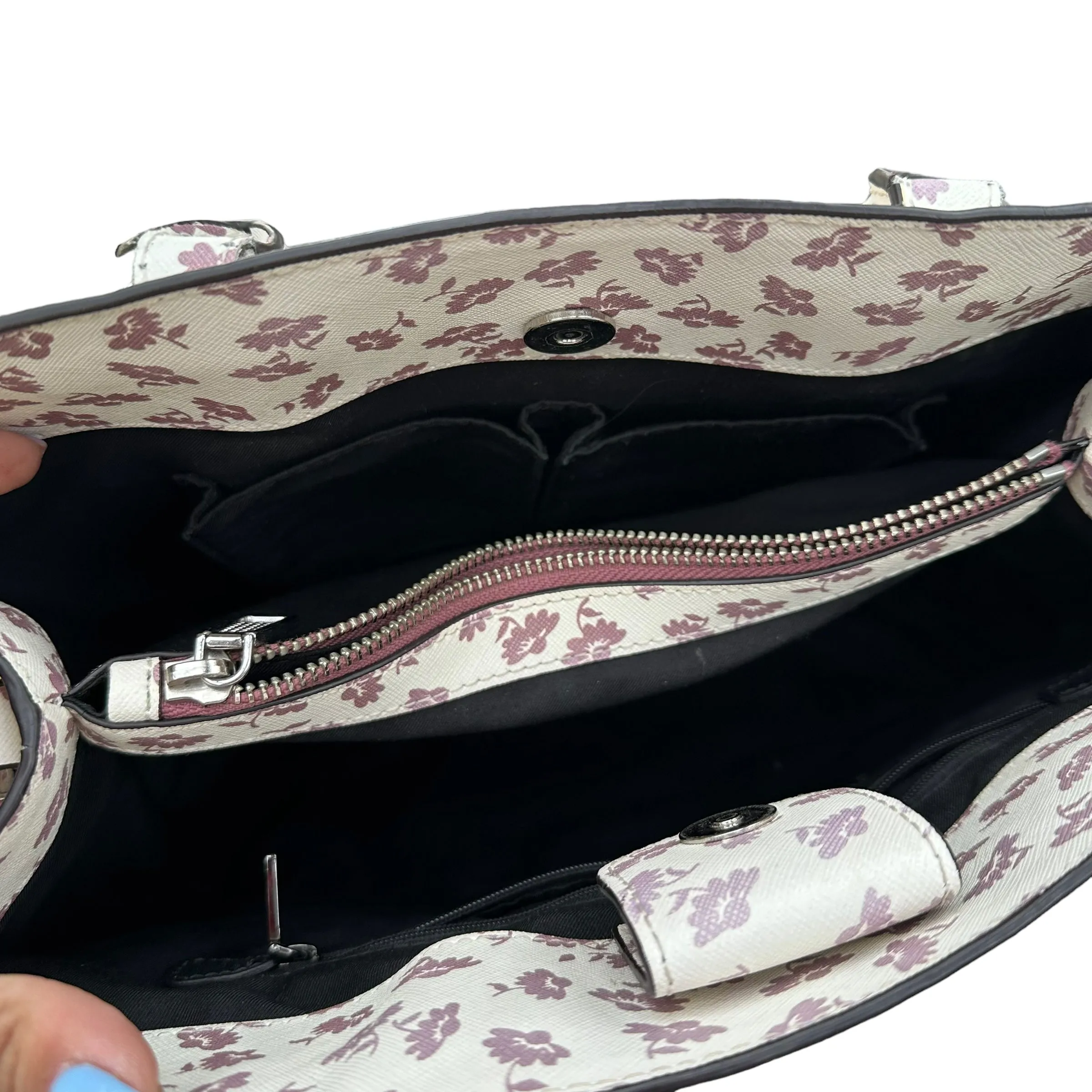 REBECCA MINKOFF WHITE FLORAL SATCHEL W SHOULDER STRAP - 100