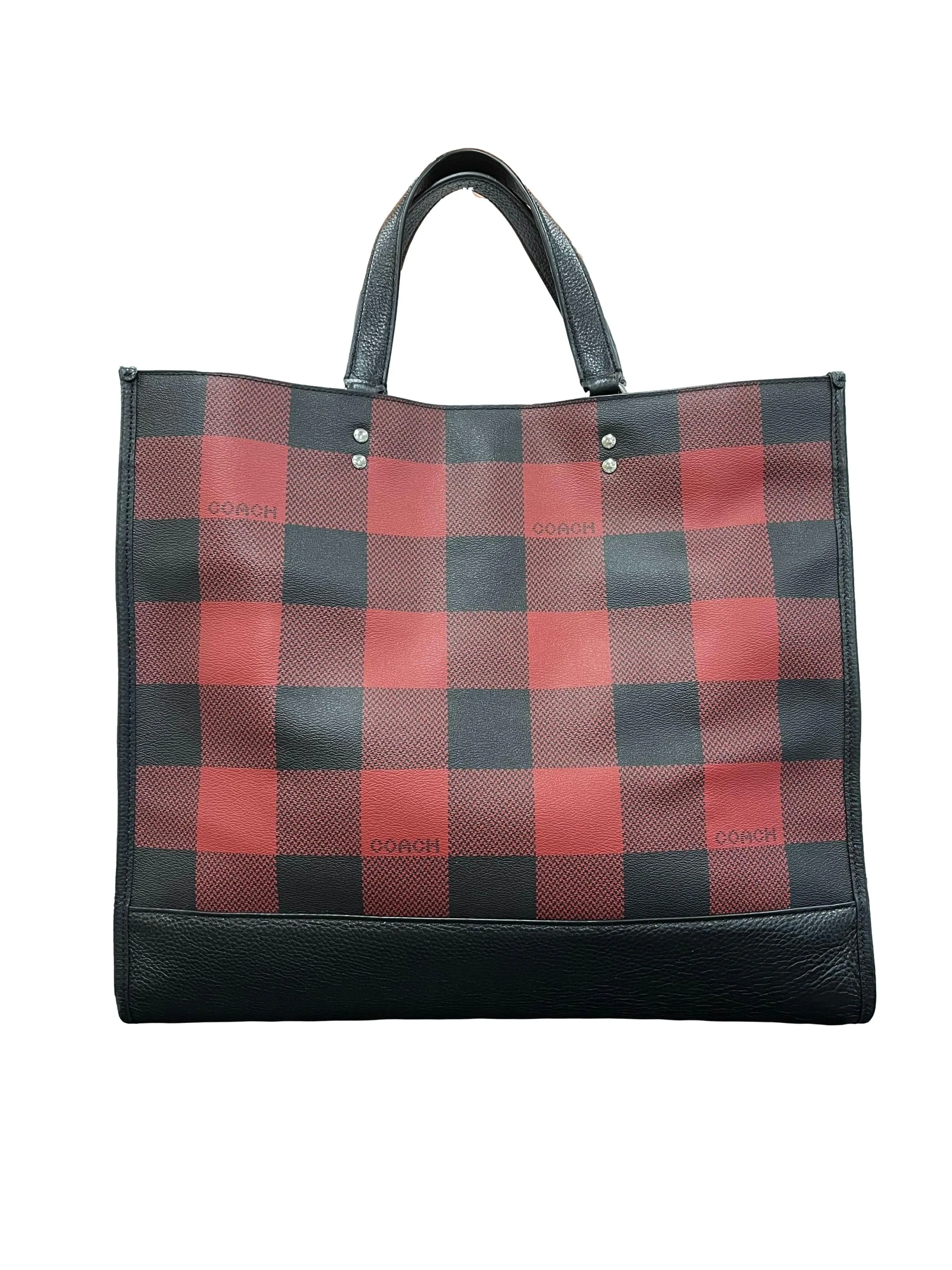 Red Black Plaid Print Dempsey Tote 40 Buffalo