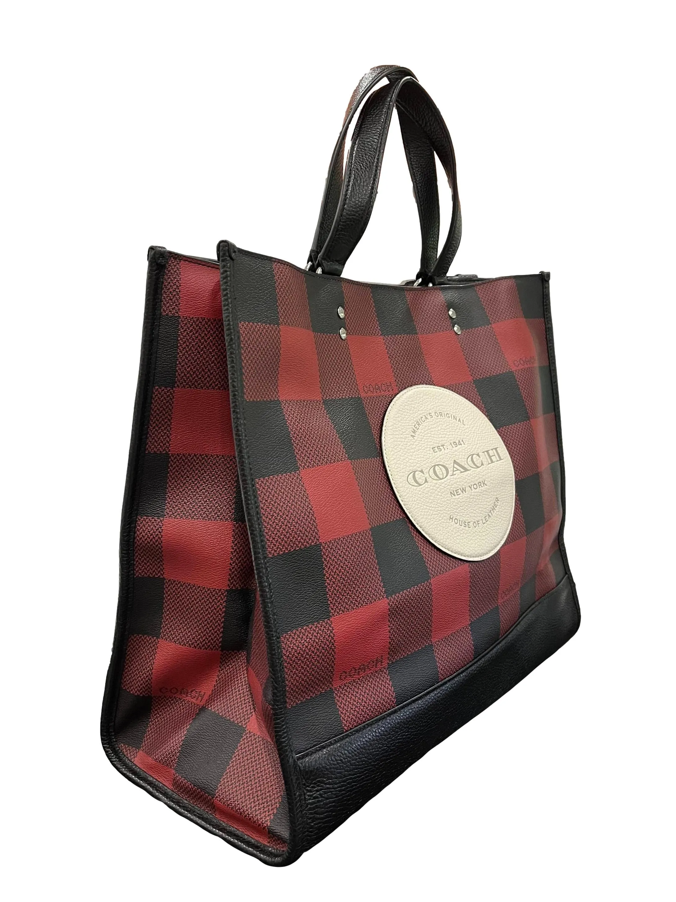 Red Black Plaid Print Dempsey Tote 40 Buffalo