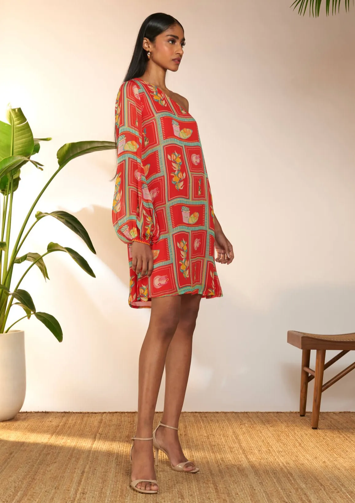 Red checkmate mini dress