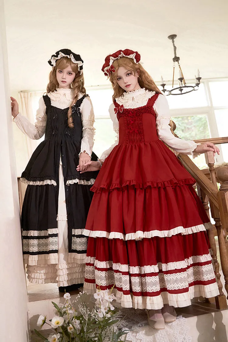 Red [Lily] Multi-Layered Ruffle Lace Classic Elegant Lolita Jsk Dress