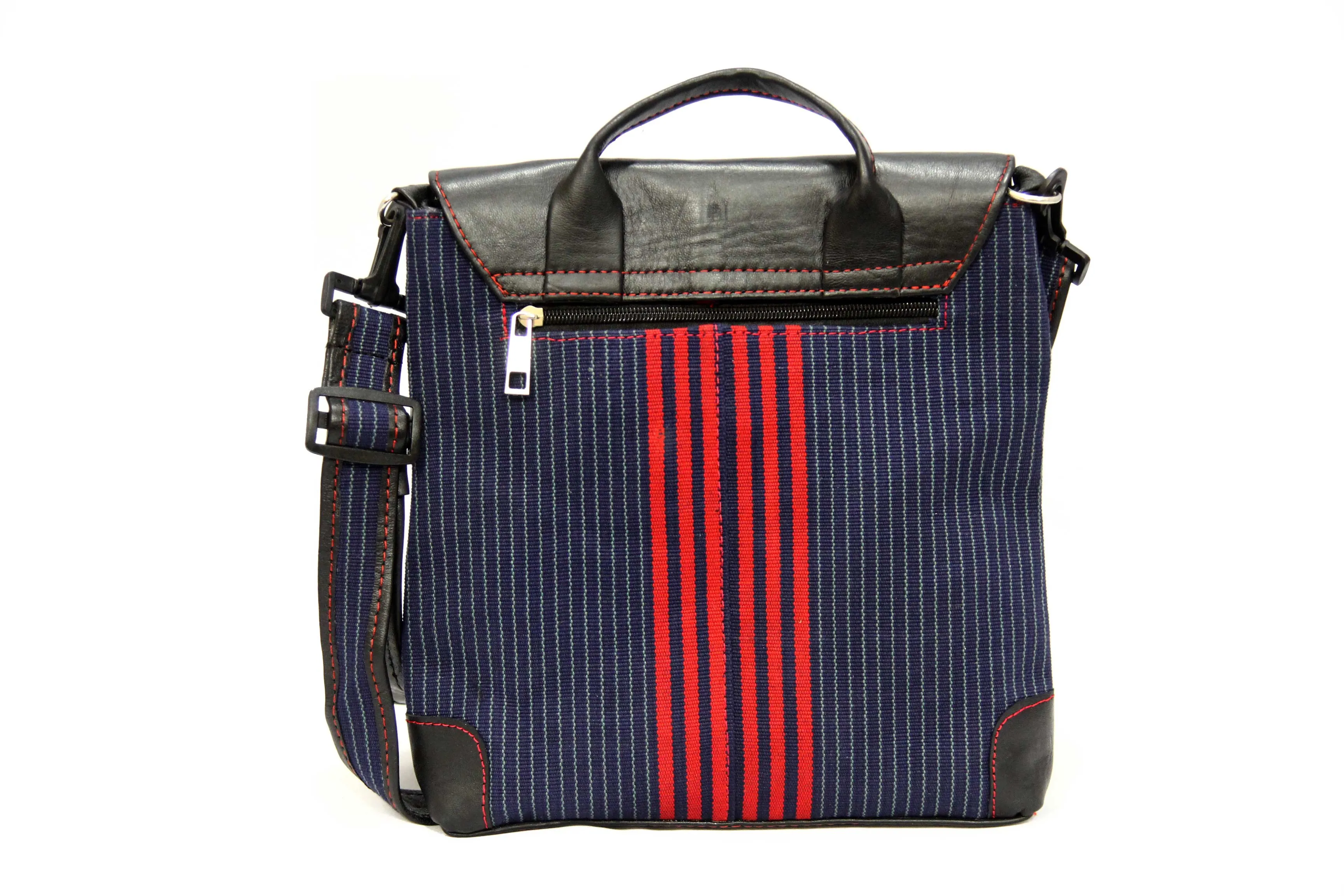 Redstripe Crossbody Aso Oke Bag