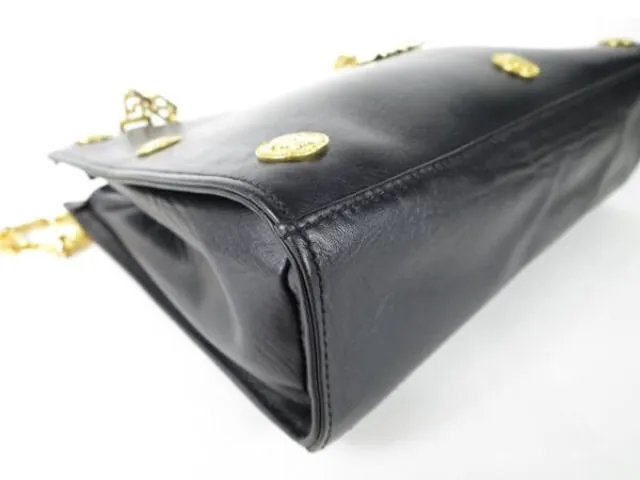 Reserved for Tammy. Vintage Gianni Versace black leather tote shoulder bag with big golden medusa motif and gold tone long chain straps. Too Gorgeous like Lady Gaga.
