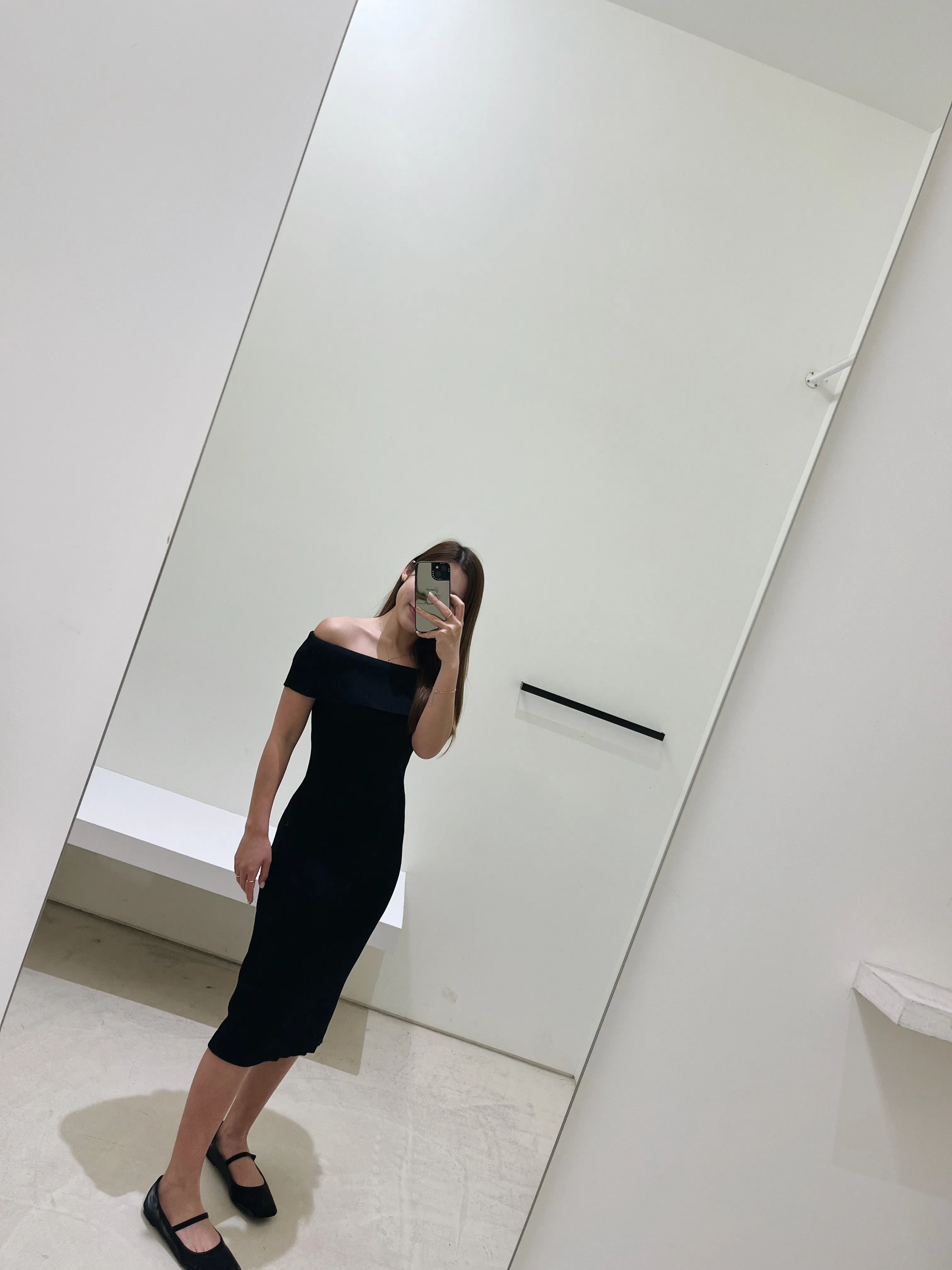 Ribbed Off Shoulder Midi Dress