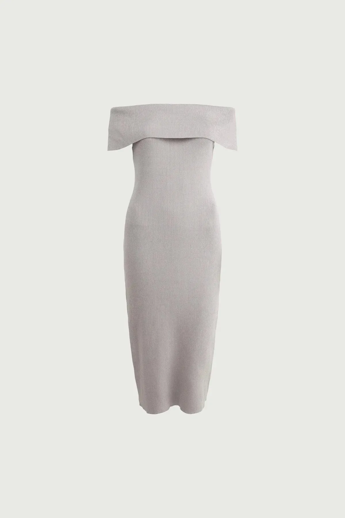 Ribbed Off Shoulder Midi Dress