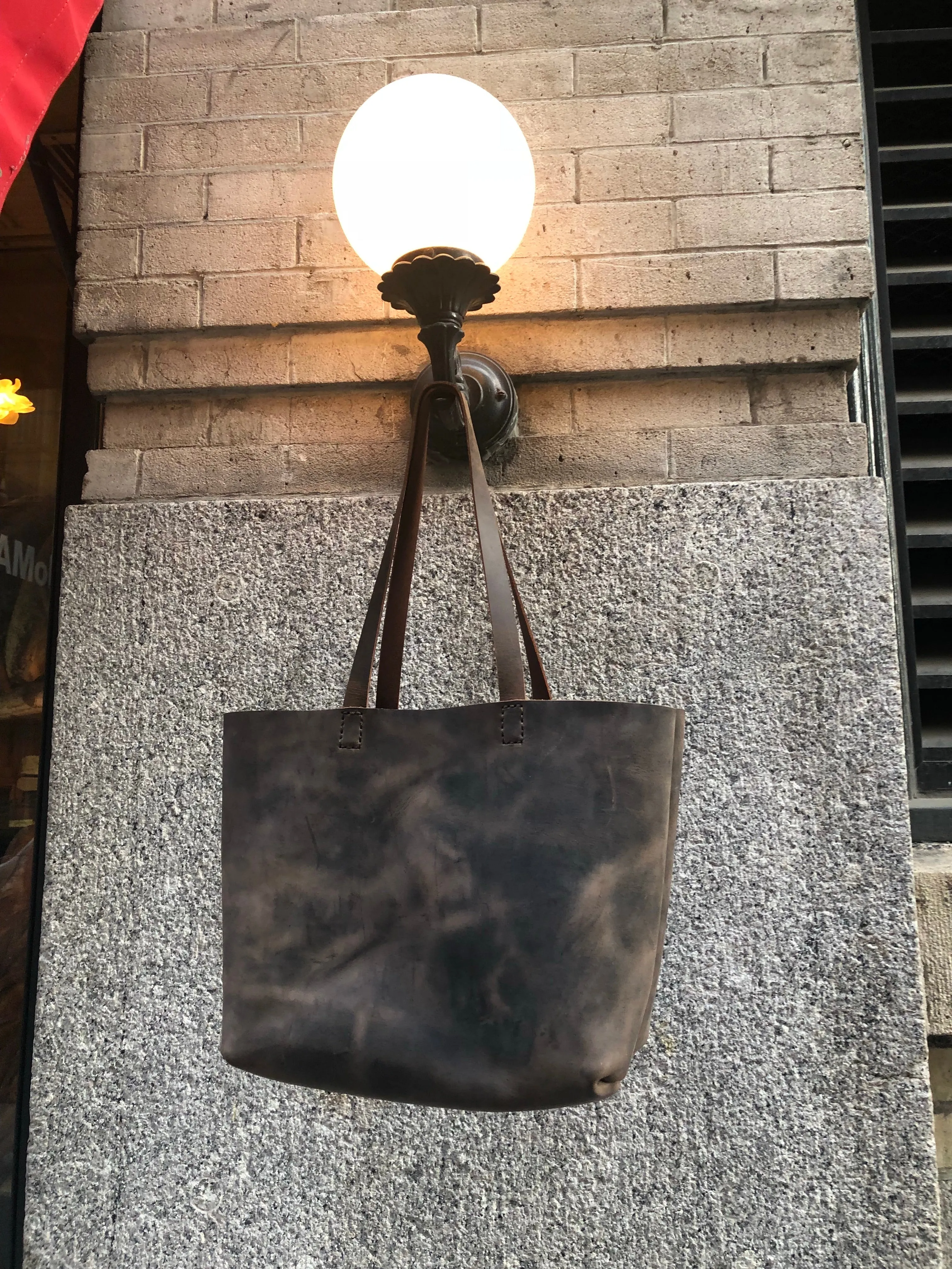 Rich tote, Shoulder bag, Handmade leather tote bag rich expresso, Custom made in NYC