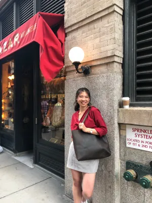 Rich tote, Shoulder bag, Handmade leather tote bag rich expresso, Custom made in NYC