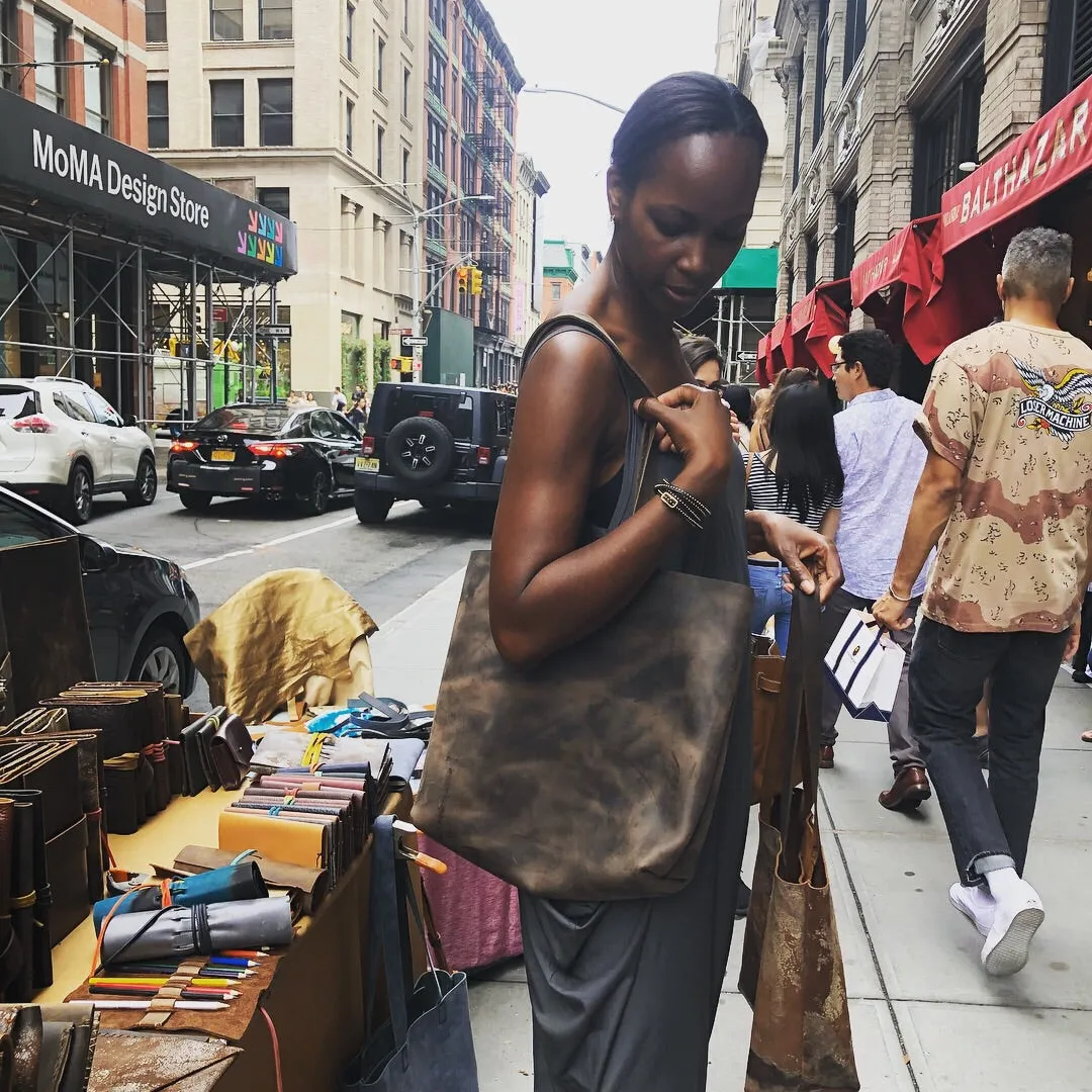 Rich tote, Shoulder bag, Handmade leather tote bag rich expresso, Custom made in NYC