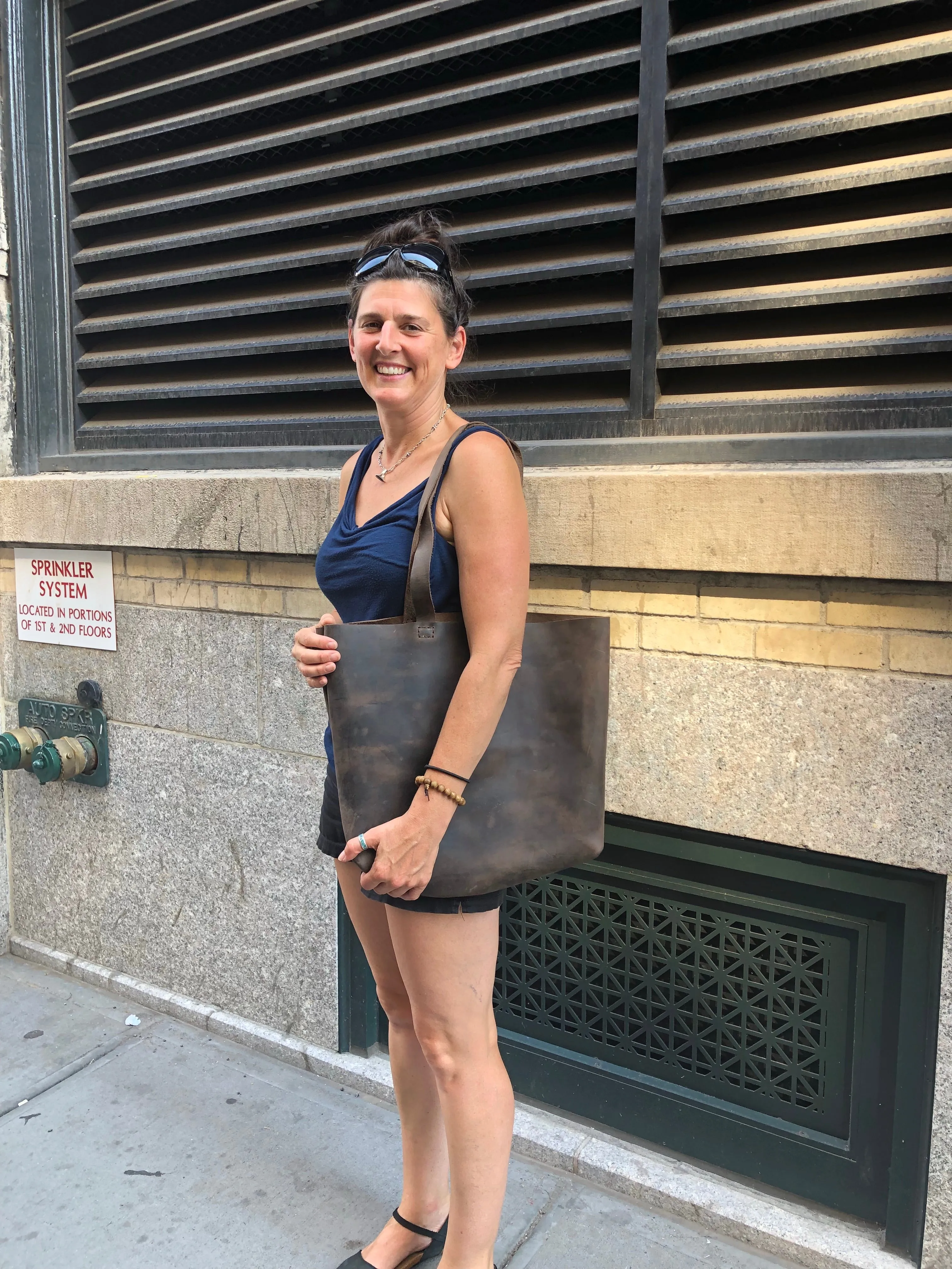 Rich tote, Shoulder bag, Handmade leather tote bag rich expresso, Custom made in NYC