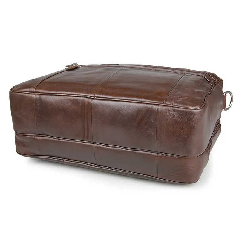 ROCKCOW Full Grain Leather Briefcase Men Leather Messenger Shoulder Bag