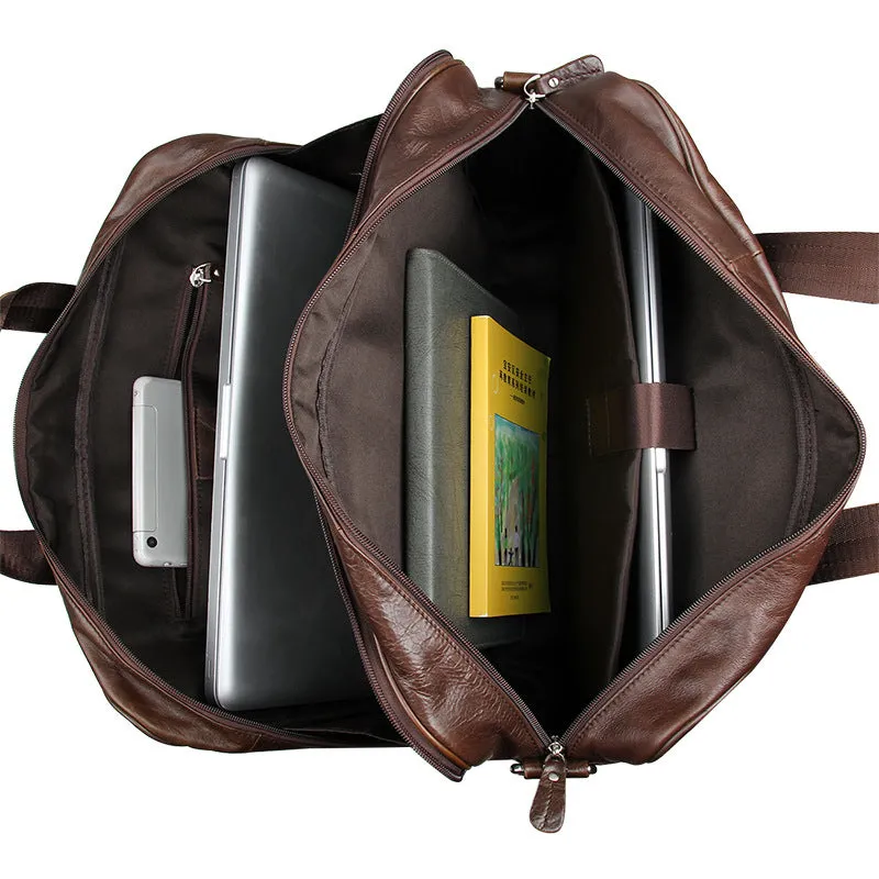 ROCKCOW Full Grain Leather Briefcase Men Leather Messenger Shoulder Bag