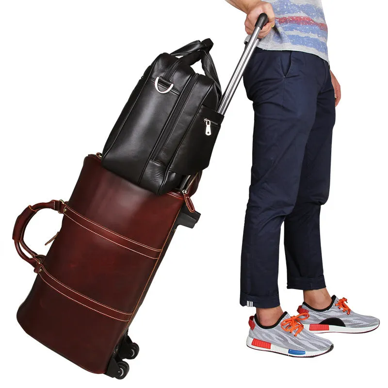 ROCKCOW Full Grain Leather Briefcase Men Leather Messenger Shoulder Bag