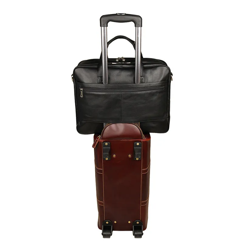 ROCKCOW Full Grain Leather Briefcase Men Leather Messenger Shoulder Bag