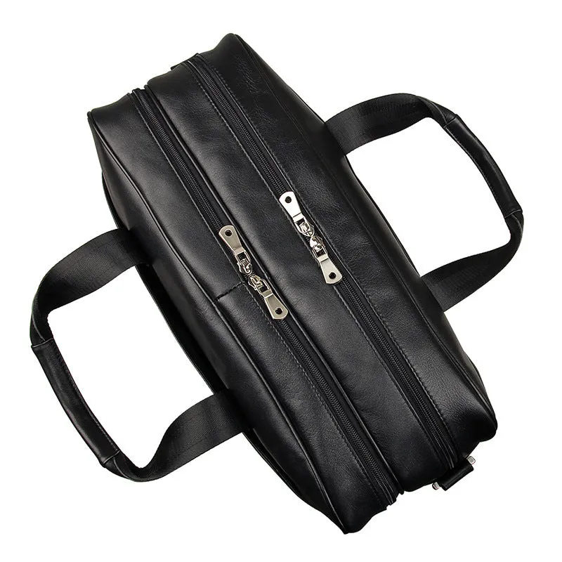 ROCKCOW Full Grain Leather Briefcase Men Leather Messenger Shoulder Bag