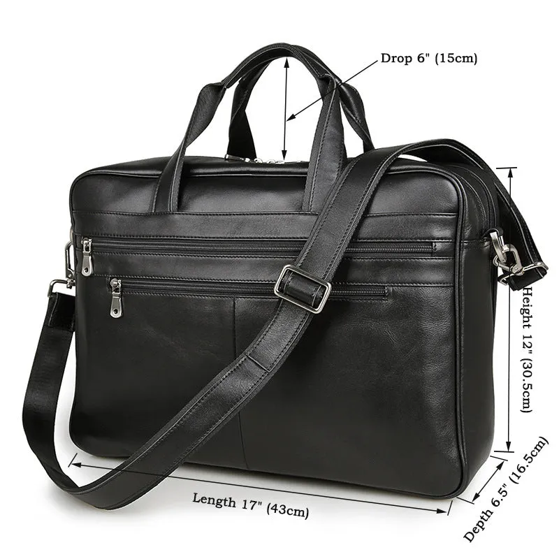 ROCKCOW Full Grain Leather Briefcase Men Leather Messenger Shoulder Bag