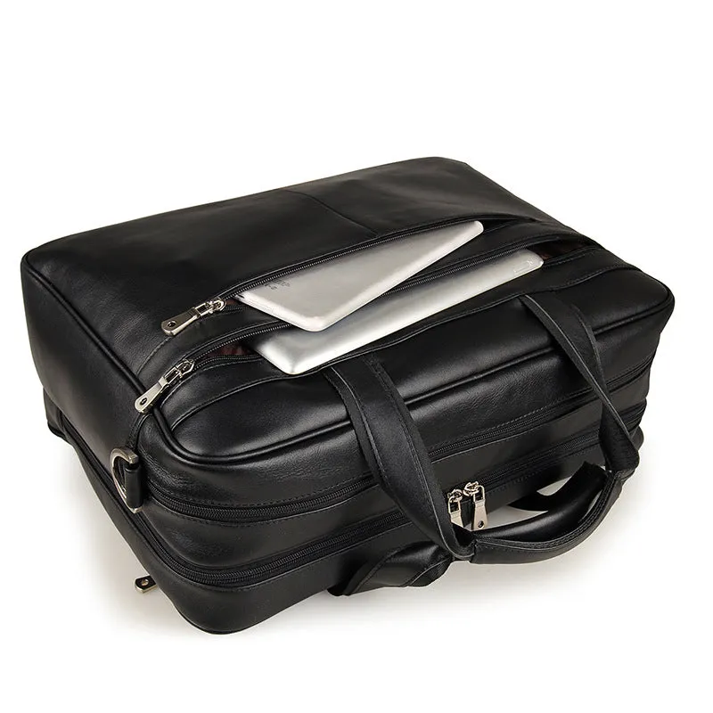 ROCKCOW Full Grain Leather Briefcase Men Leather Messenger Shoulder Bag