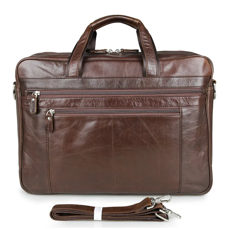 ROCKCOW Full Grain Leather Briefcase Men Leather Messenger Shoulder Bag