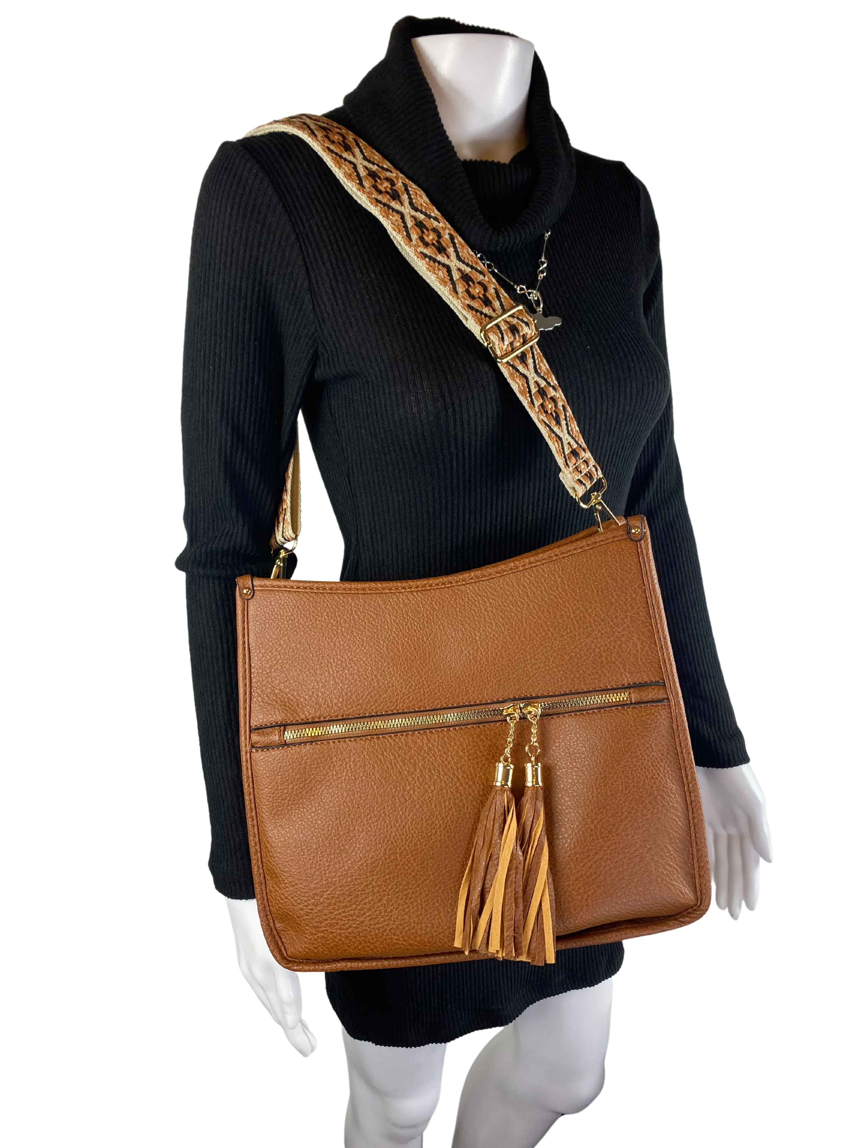Rockstar Purse Crossbody Shoulder Bag with Zipper Closure in Premium Pu Leather