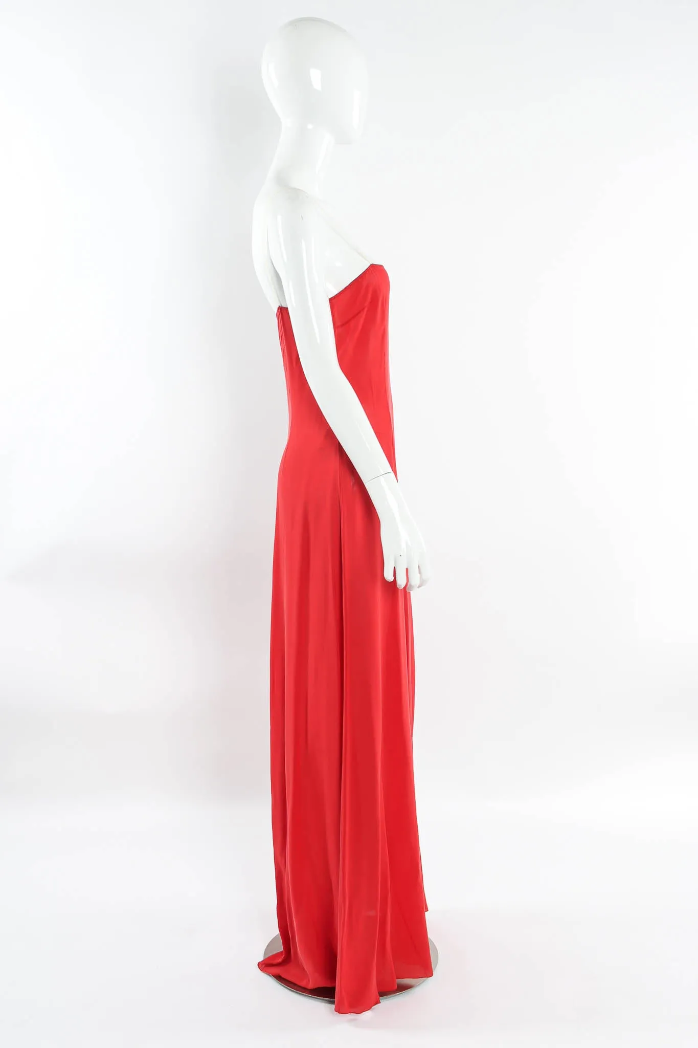Rose Flocked Velvet Silk Panel Dress